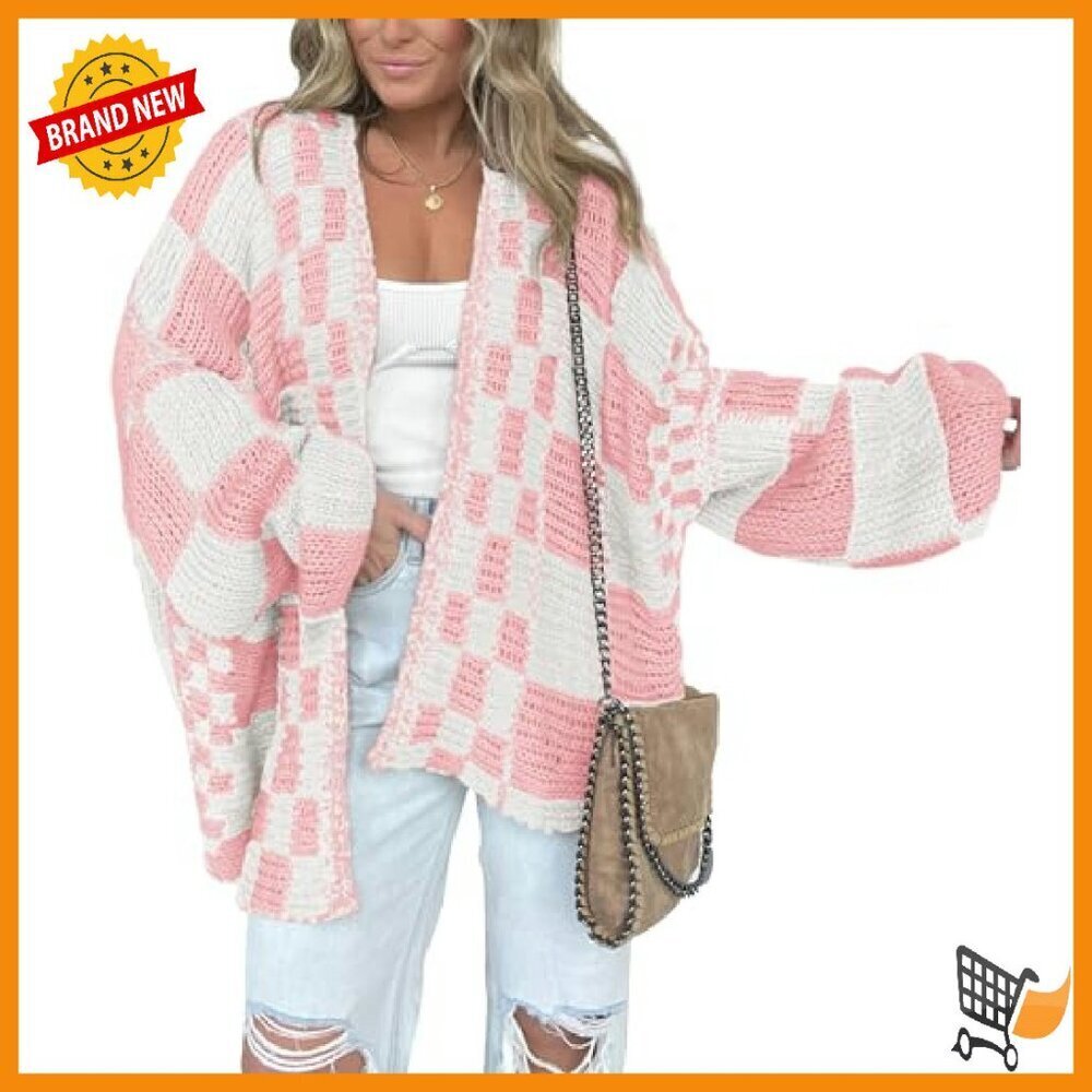 Chunky Knit Open Front Cardigan Sweater Women's Long Sleeve Cozy Fall - Picture 2 of 8